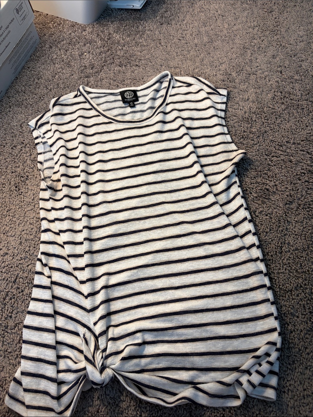 bobeau Black & White Striped Tie-Front Tank Top